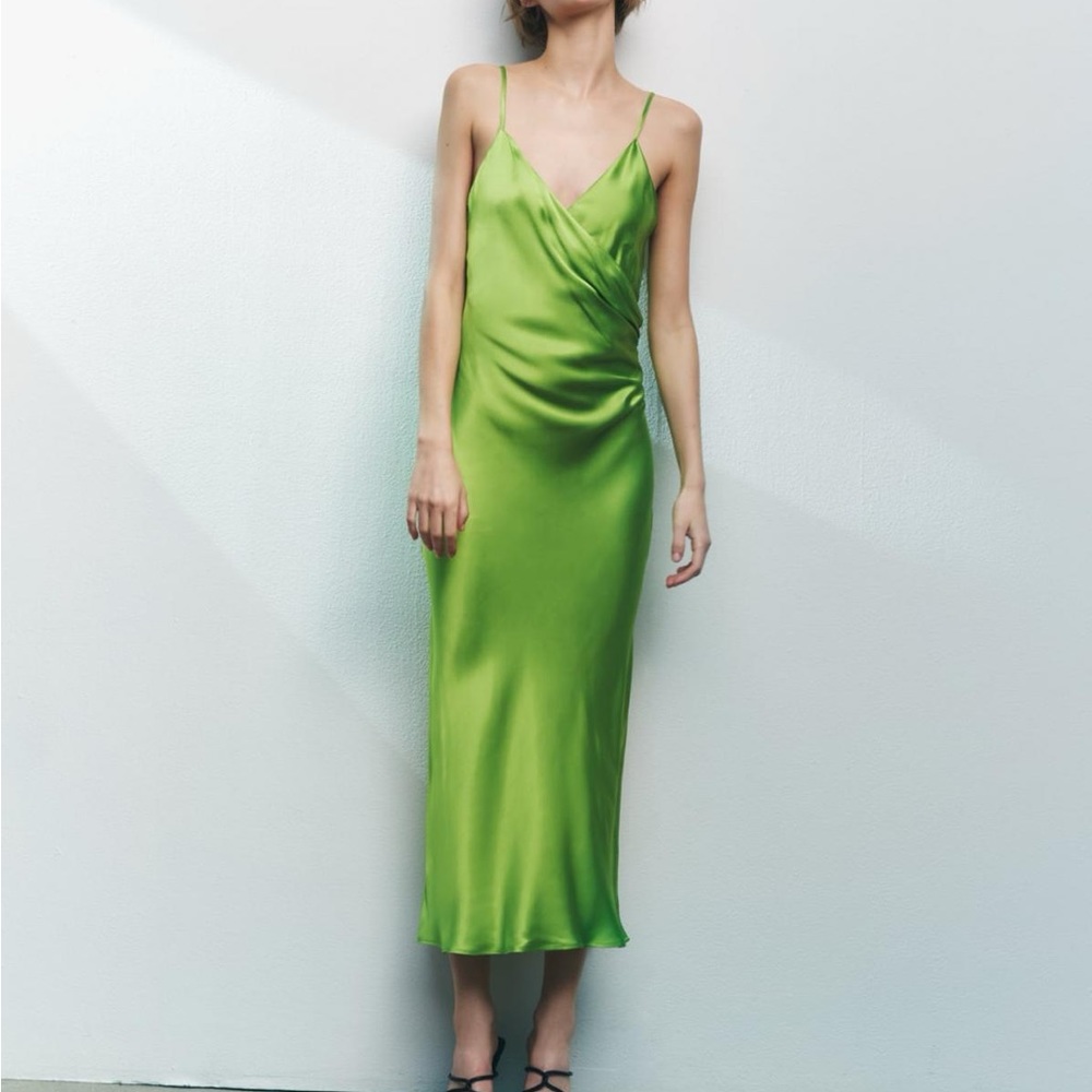 New With Tags Zara Lingerie Style Draped Satin Dress Sz XL 4786 357